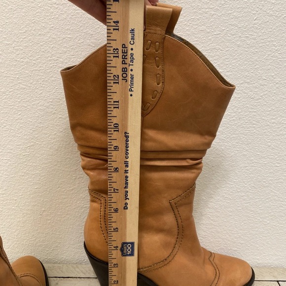 BCBG Boots 8B Camel Brown Leather Pull On Slouch Cowgirl Western BCBGeneration - Picture 12 of 15